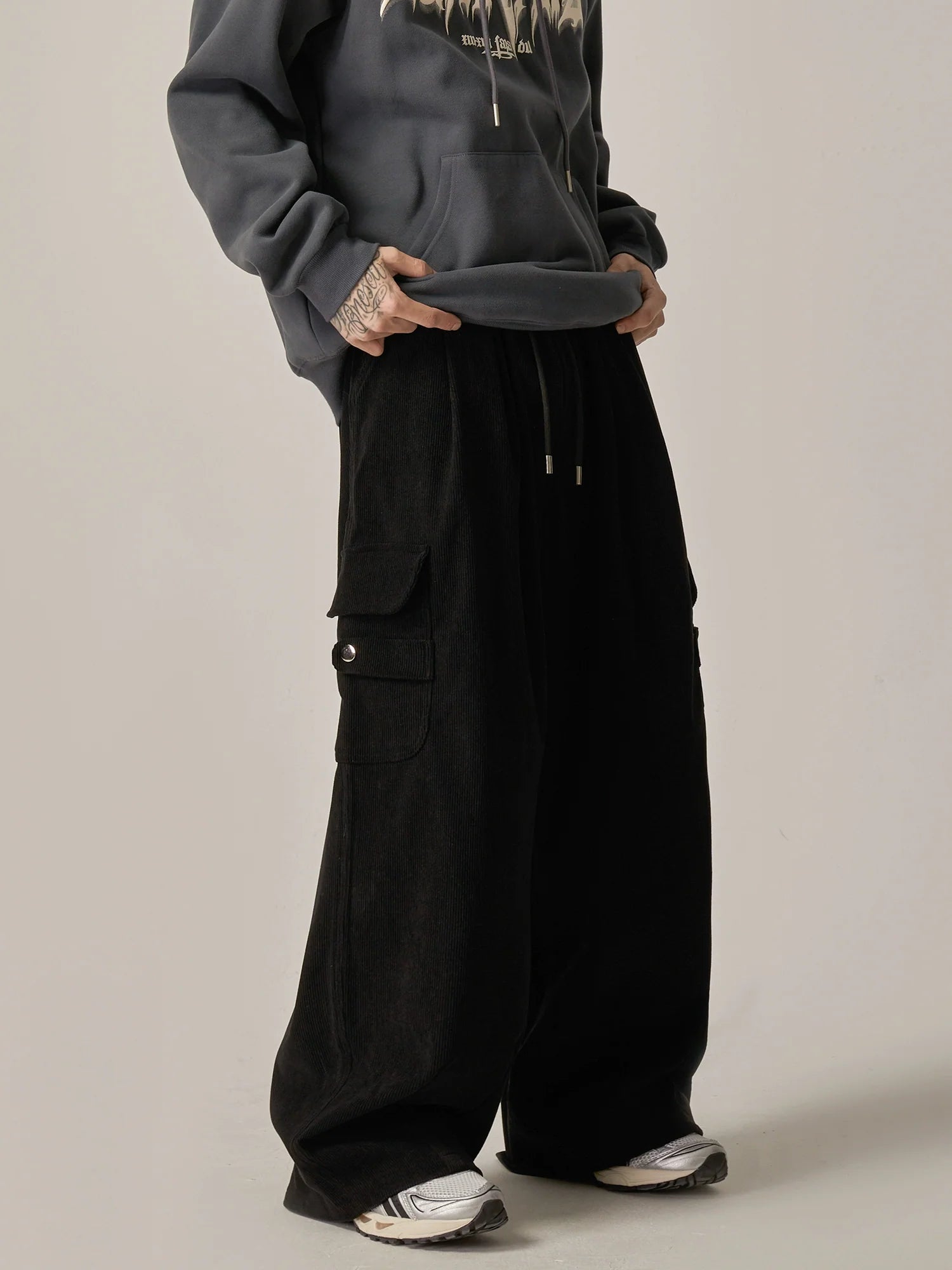 Onyx Flow Wide-Leg Cargo Lounge Pants