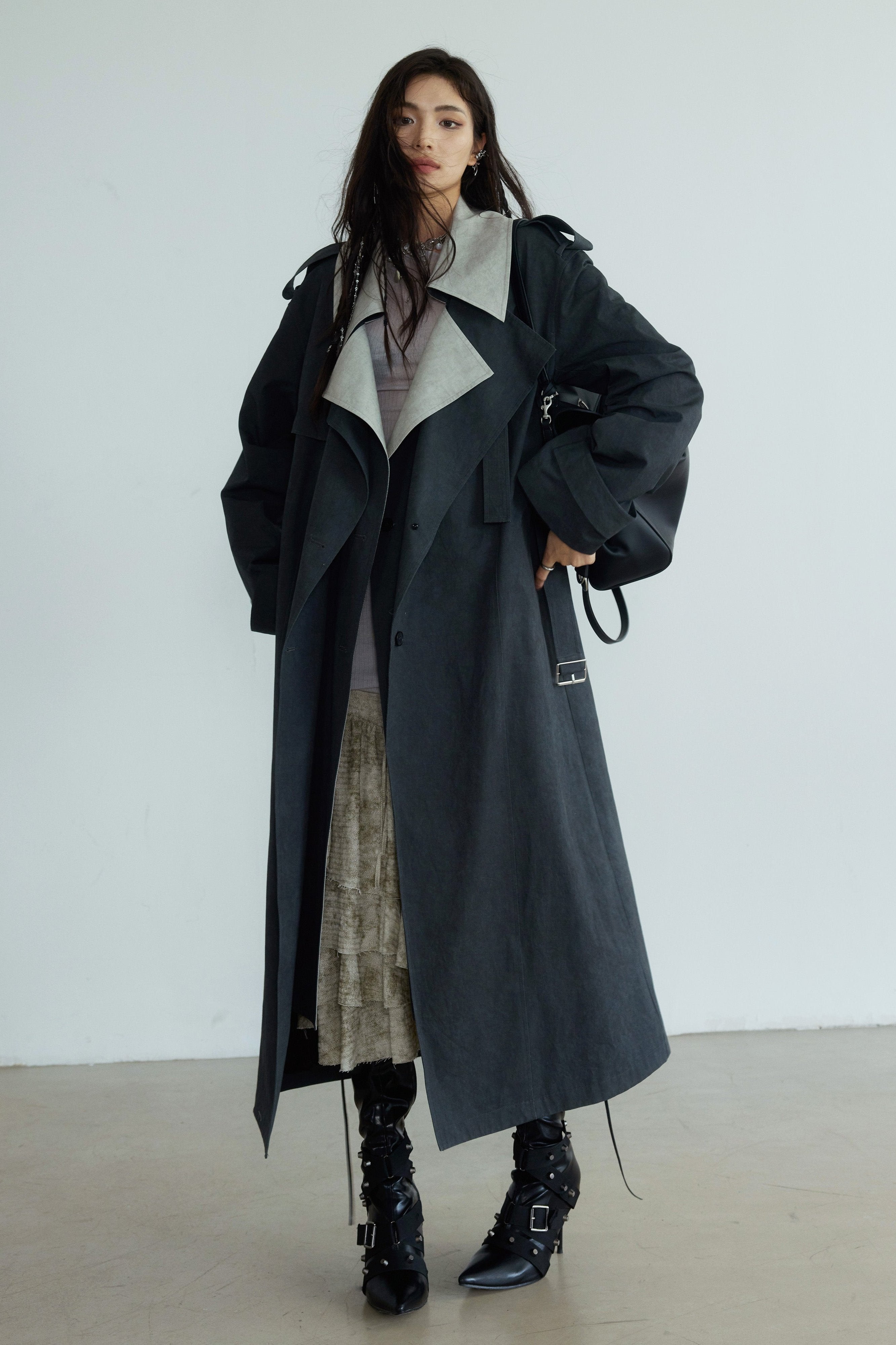 Two-Tone Oversized Trench Coat