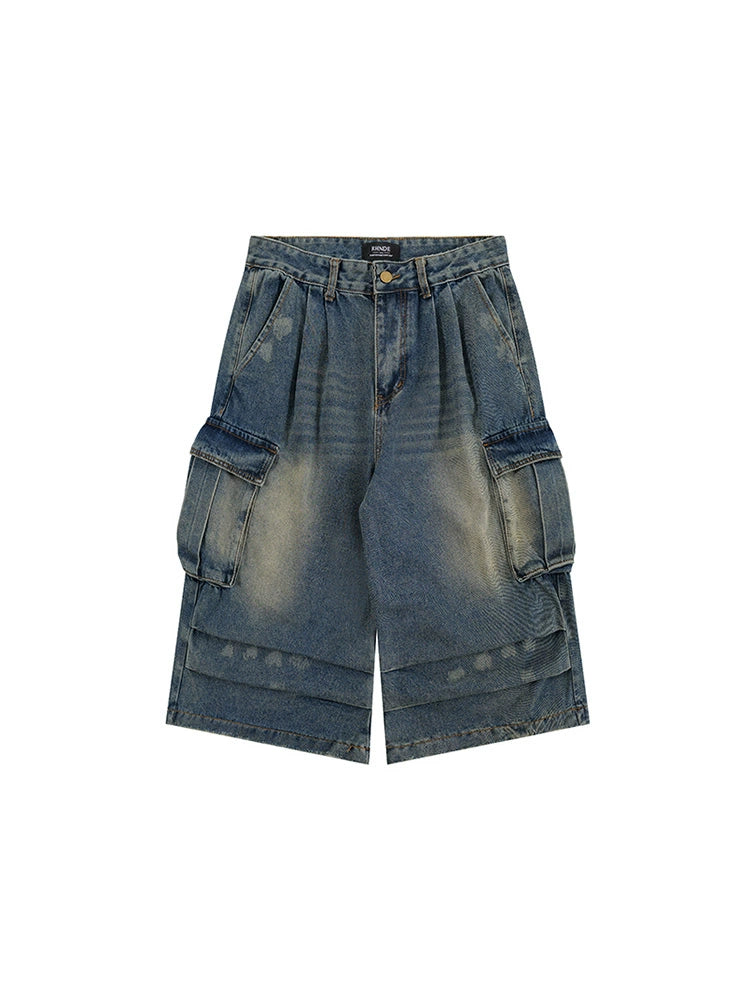 Wide Leg Cargo Denim Culottes