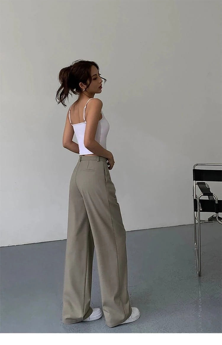 Drapey Wide-Leg Suit Trousers - chiclara