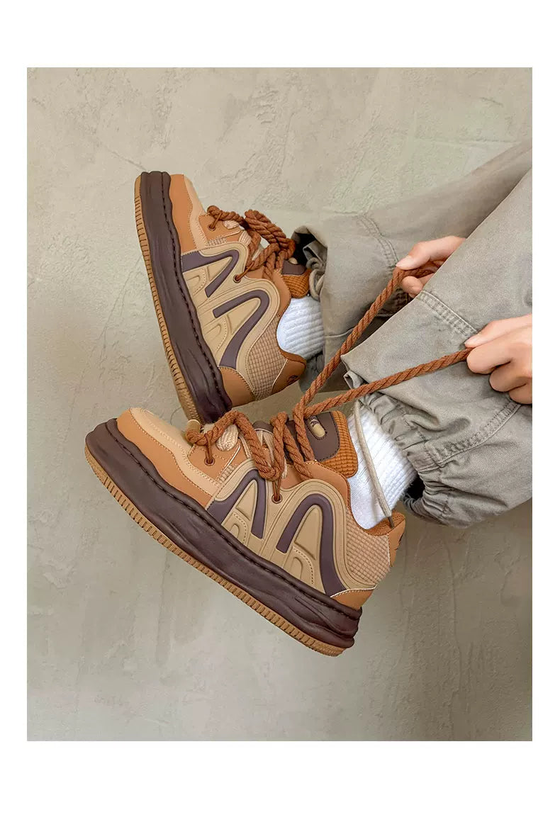 Chunky Rope Lace Thick Platform Sneakers