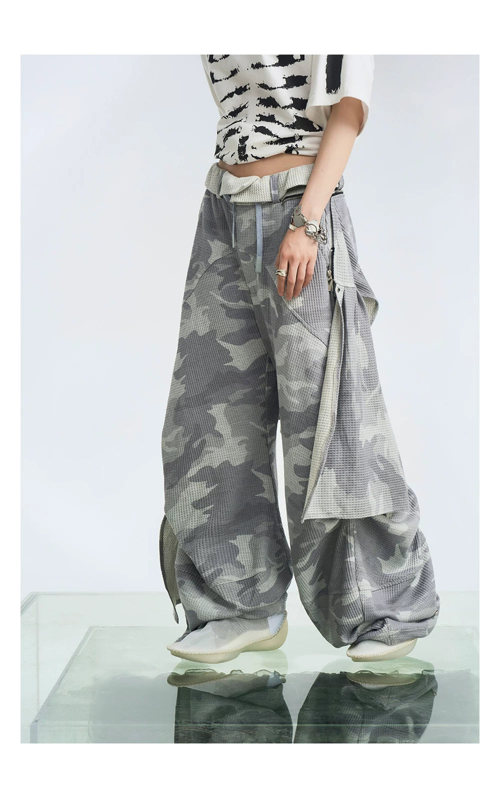 Layered Camouflage Balloon Sweatpants