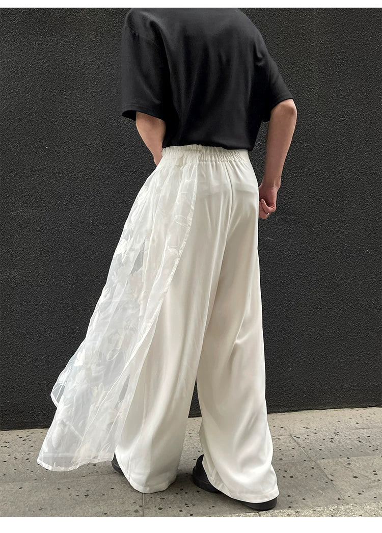 Ivory Veil Satin Train Trousers