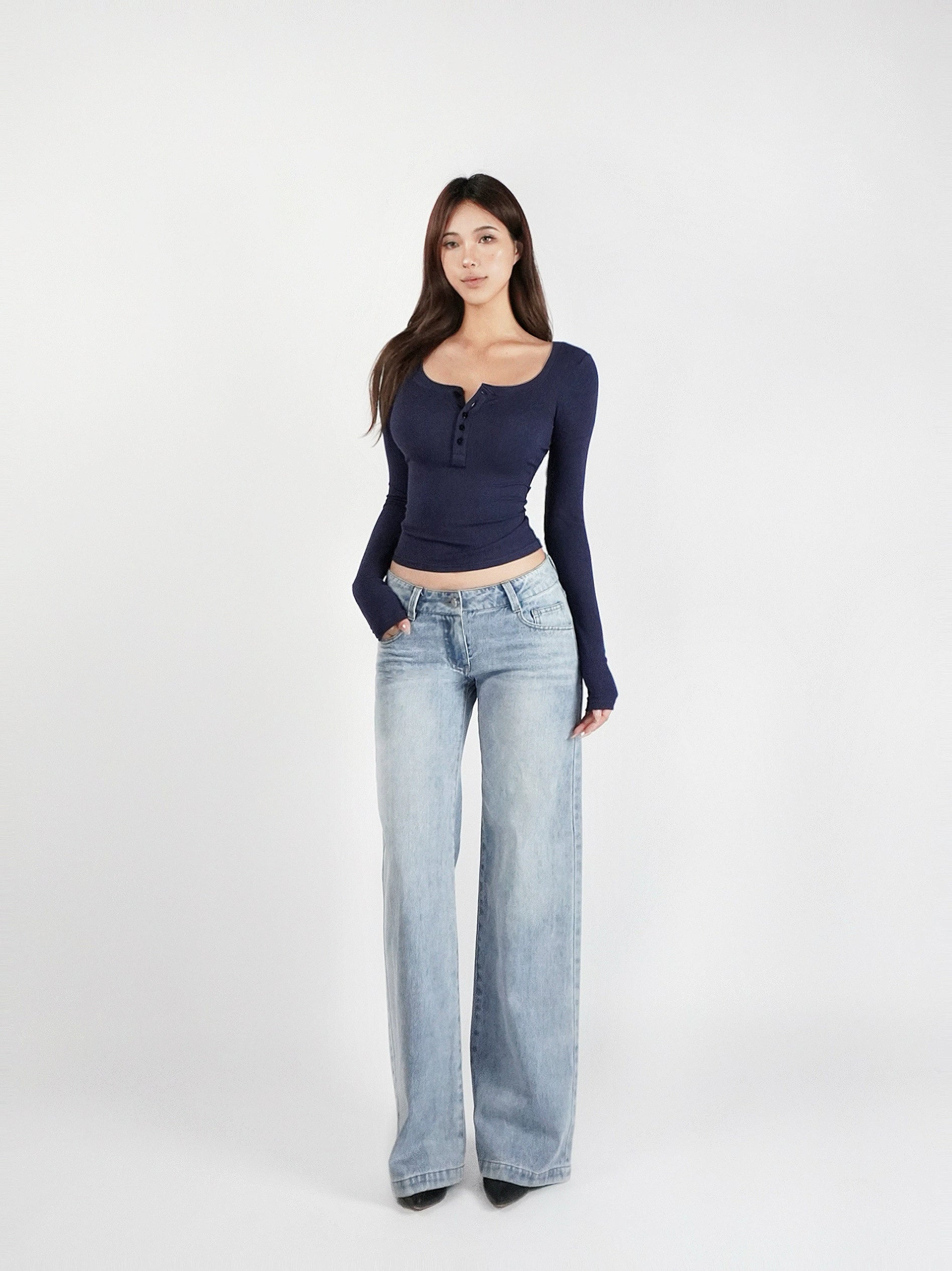 Low-Waist Straight-Leg Denim Jeans