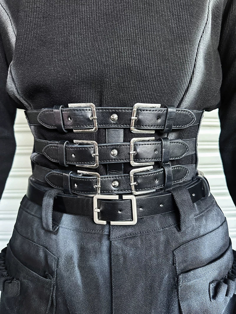 Midnight Reactor Triple-Buckle Corset Belt