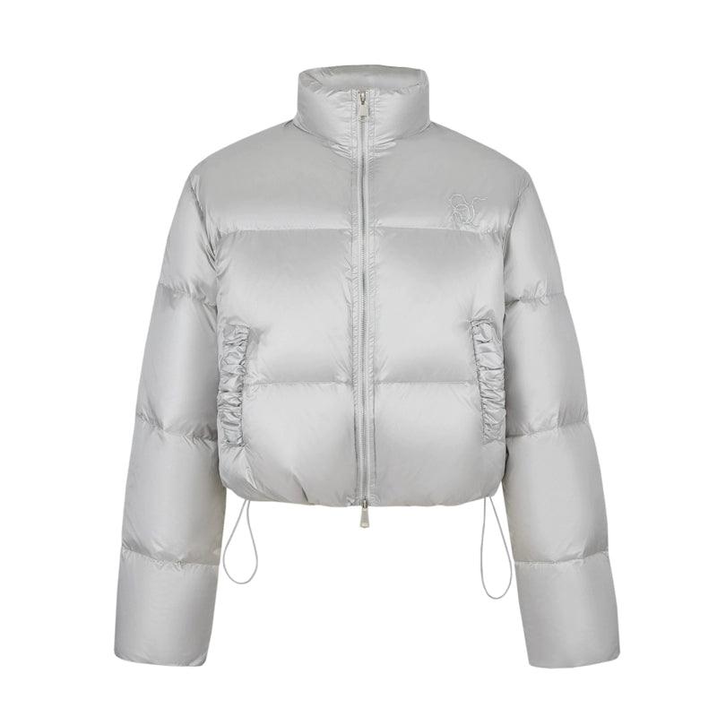 Strike A Pose Women'S Cropped Puffer Jacket - Pastel Quilted Down Coat With Zip Front And Ruched Pockets