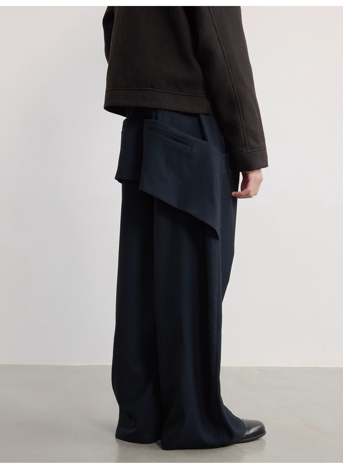 Oversized Zippered Hip Pocket Wide-Leg Trousers