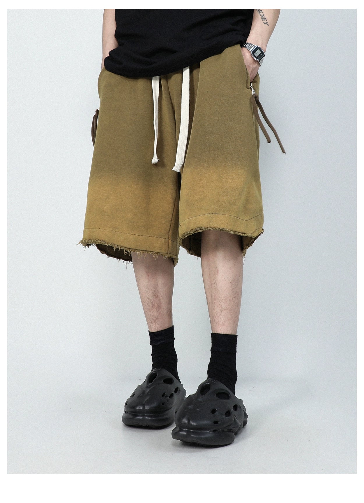 Raw Edge Fade Sweat Shorts