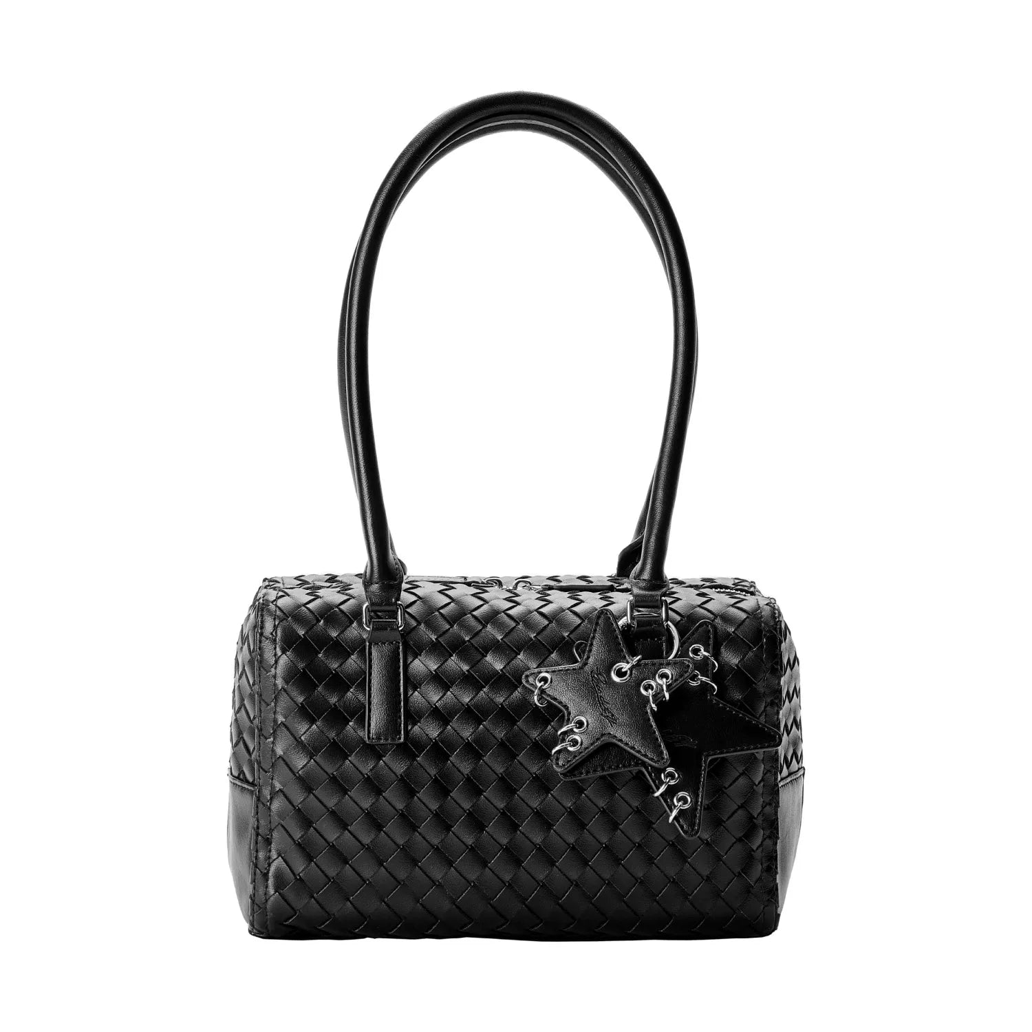 Woven Star-Charm Office Bag - Black