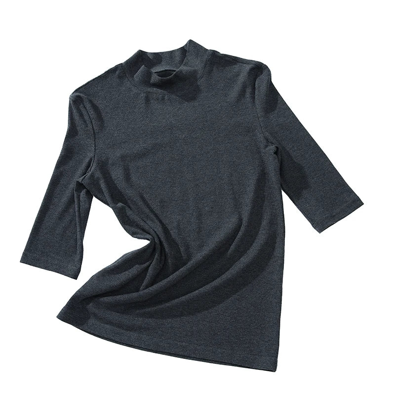 Ribbed Mock Neck Fitted Top