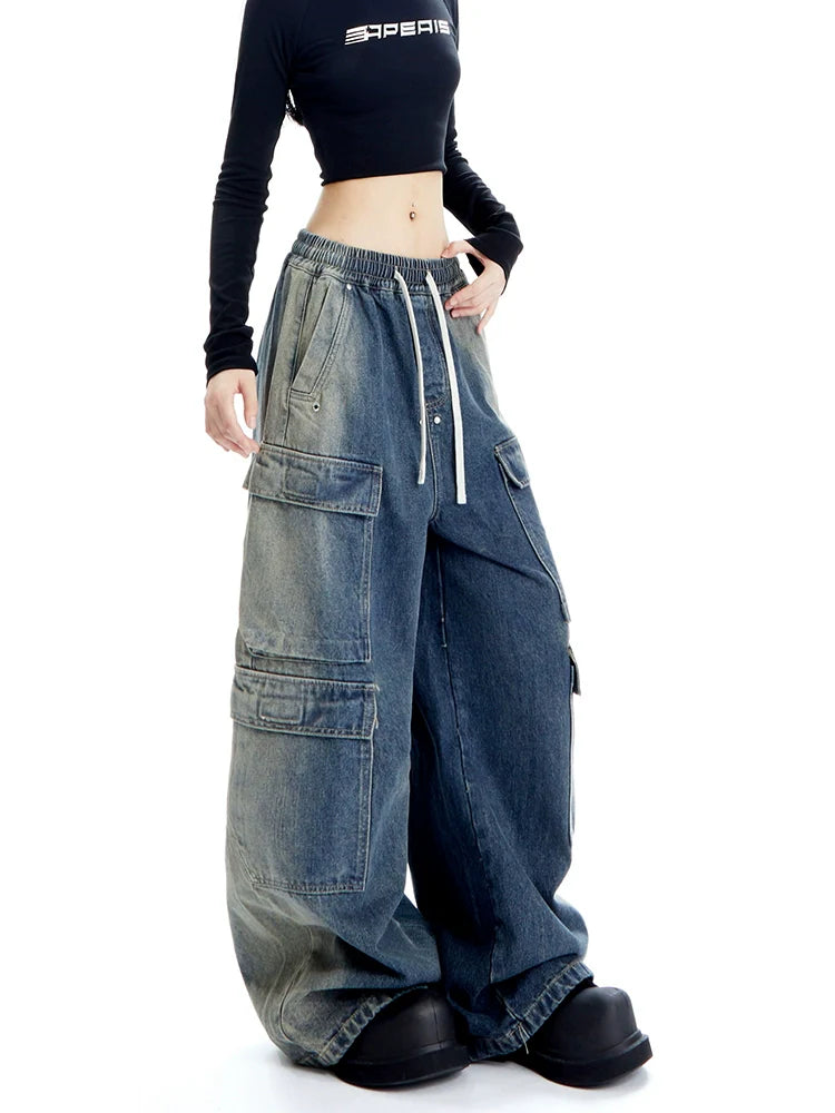 Oversized Denim Cargo Pants