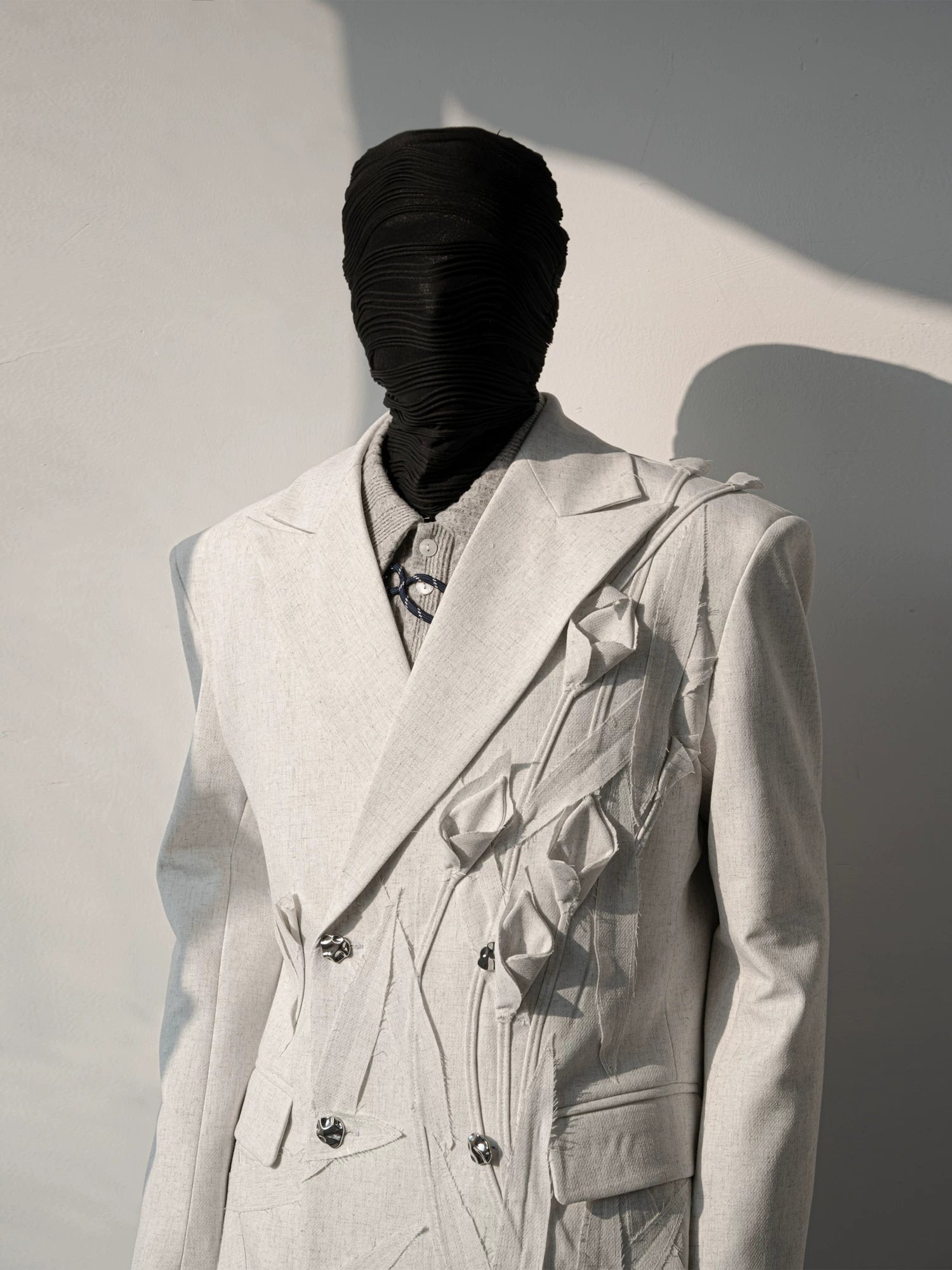 Ivory Bloom Sculpted Linen Blazer