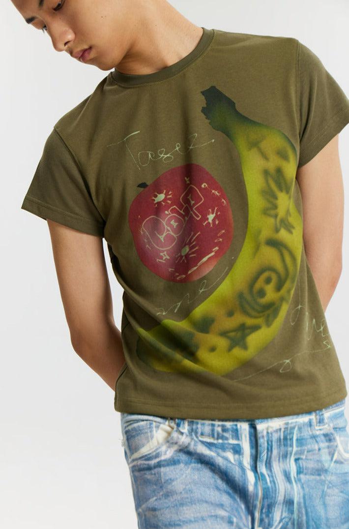 Playful Doodle Fruits Graphic Slim Fit T-Shirt - chiclara