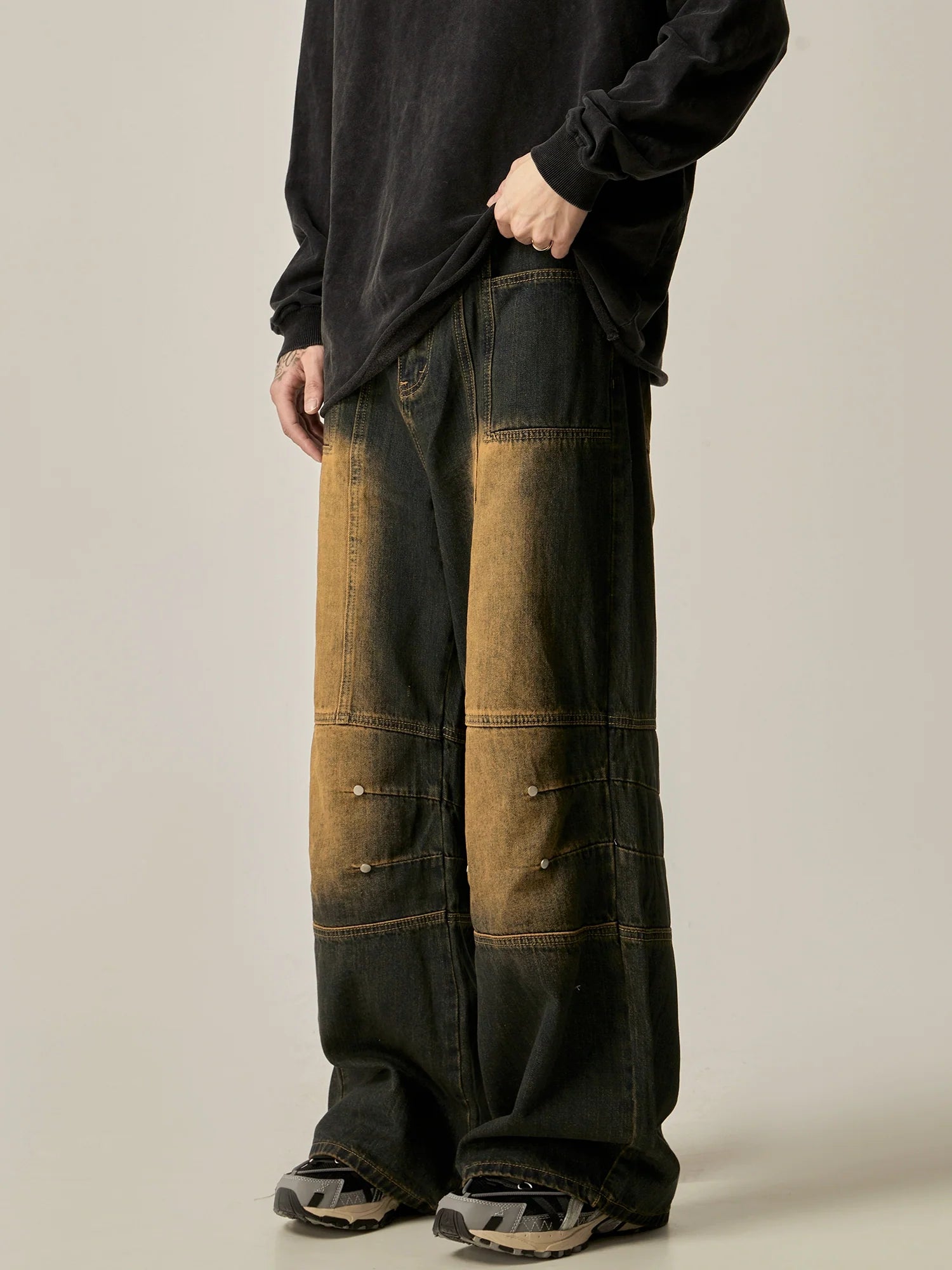 Vintage Ombre Wide-Leg Carpenter Jeans