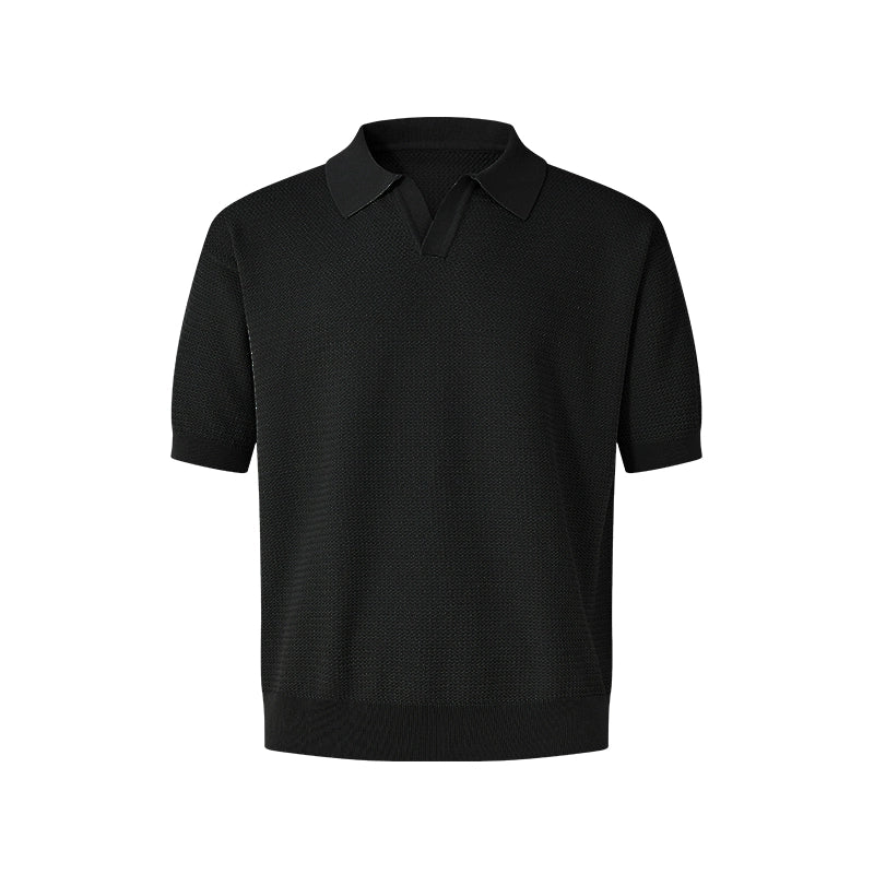 Textured Ice Silk Knit Polo Shirt
