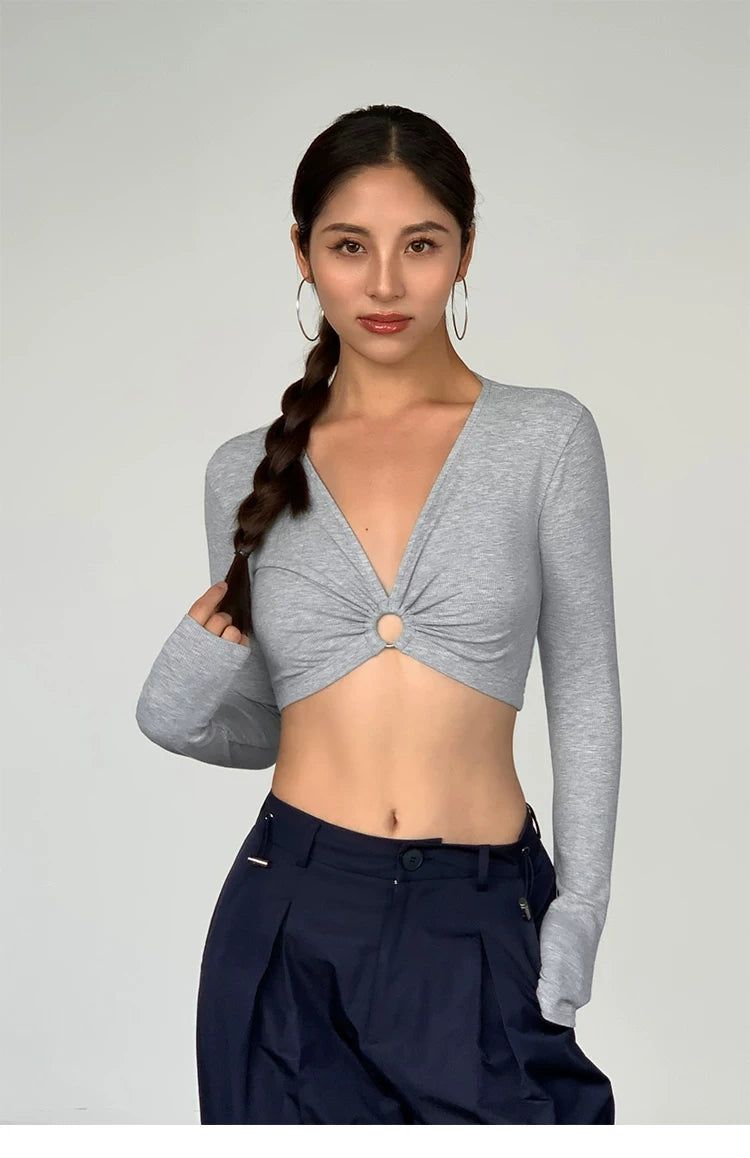 Ring Detail Plunge Crop Top