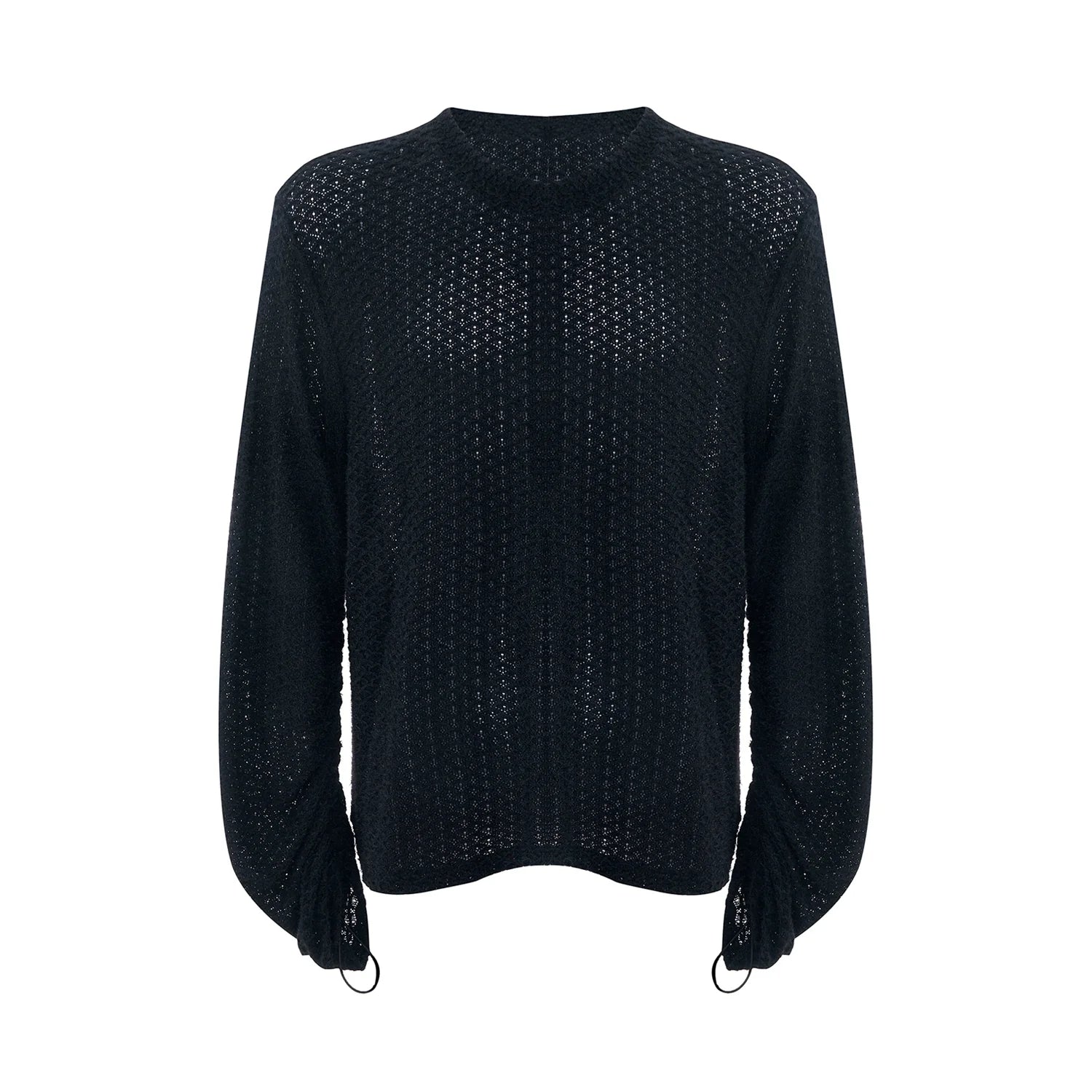 Drawstring Textured Turtleneck Sweater