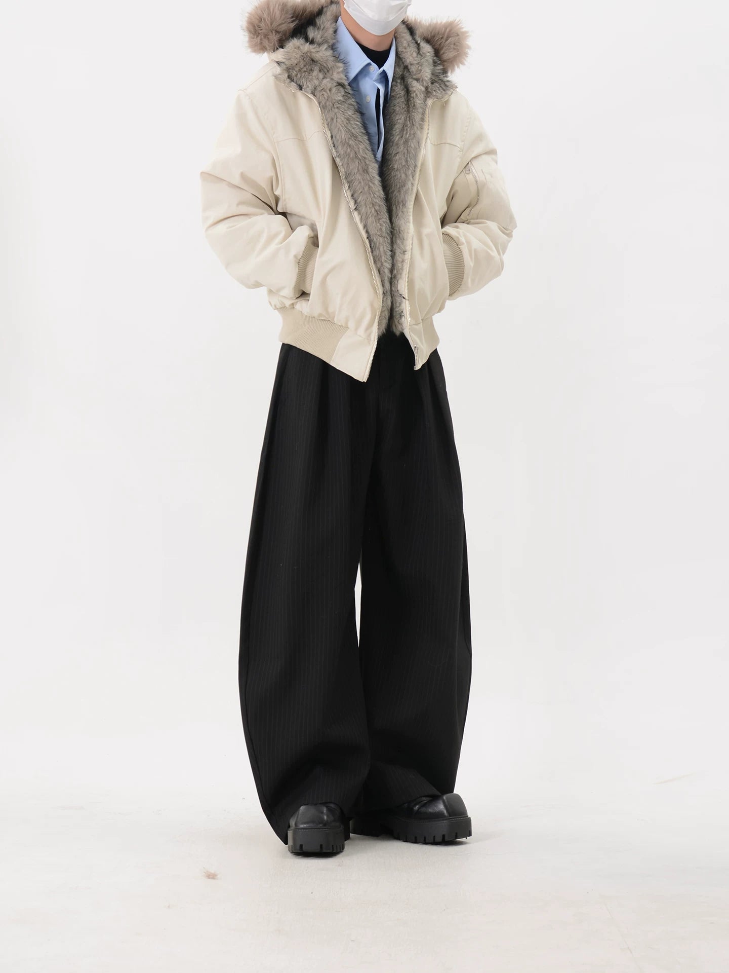 Faux Fur Lined Hooded Bomber Jacket