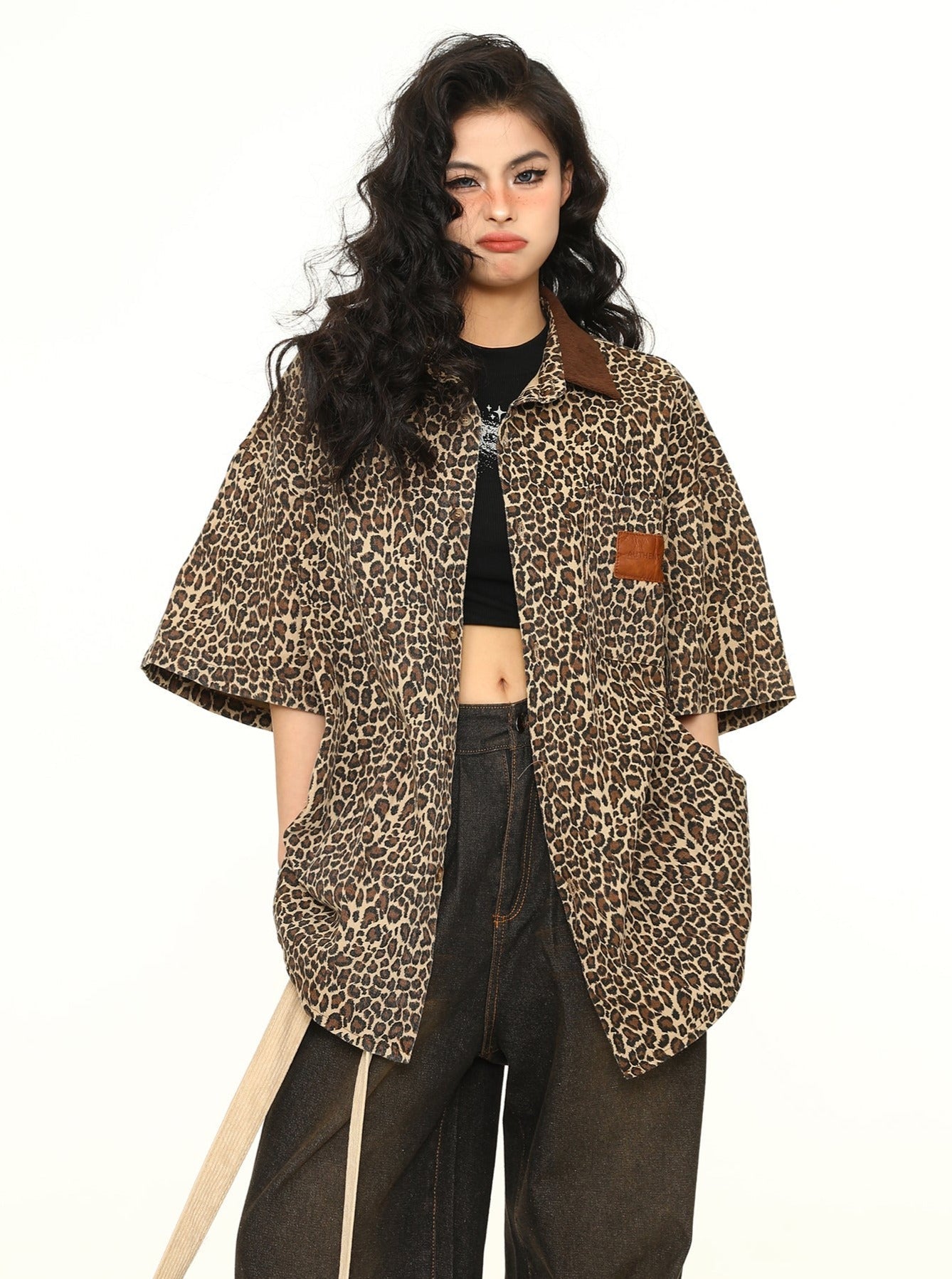 Leopard Print Oversized Work Shirt