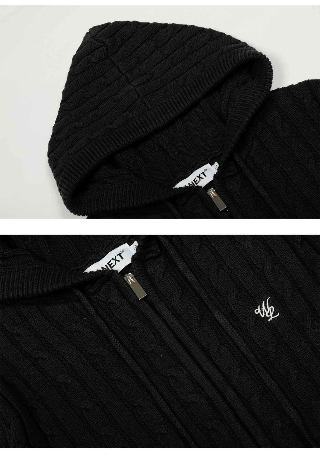Noir Knit Zip Hoodie