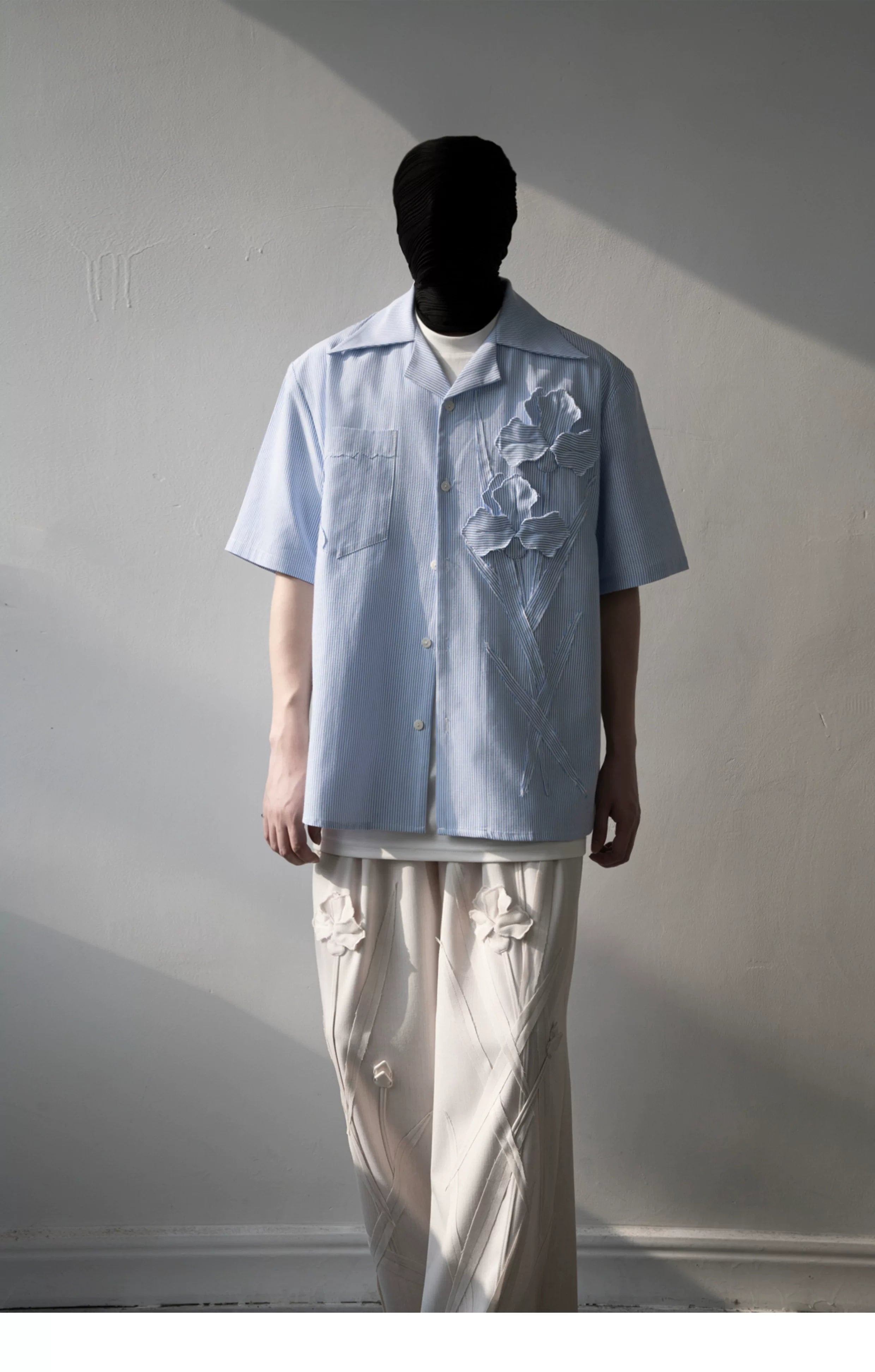 Iris Bloom Stripe Camp Shirt