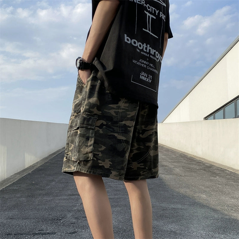 Camo Cargo Drawstring Shorts