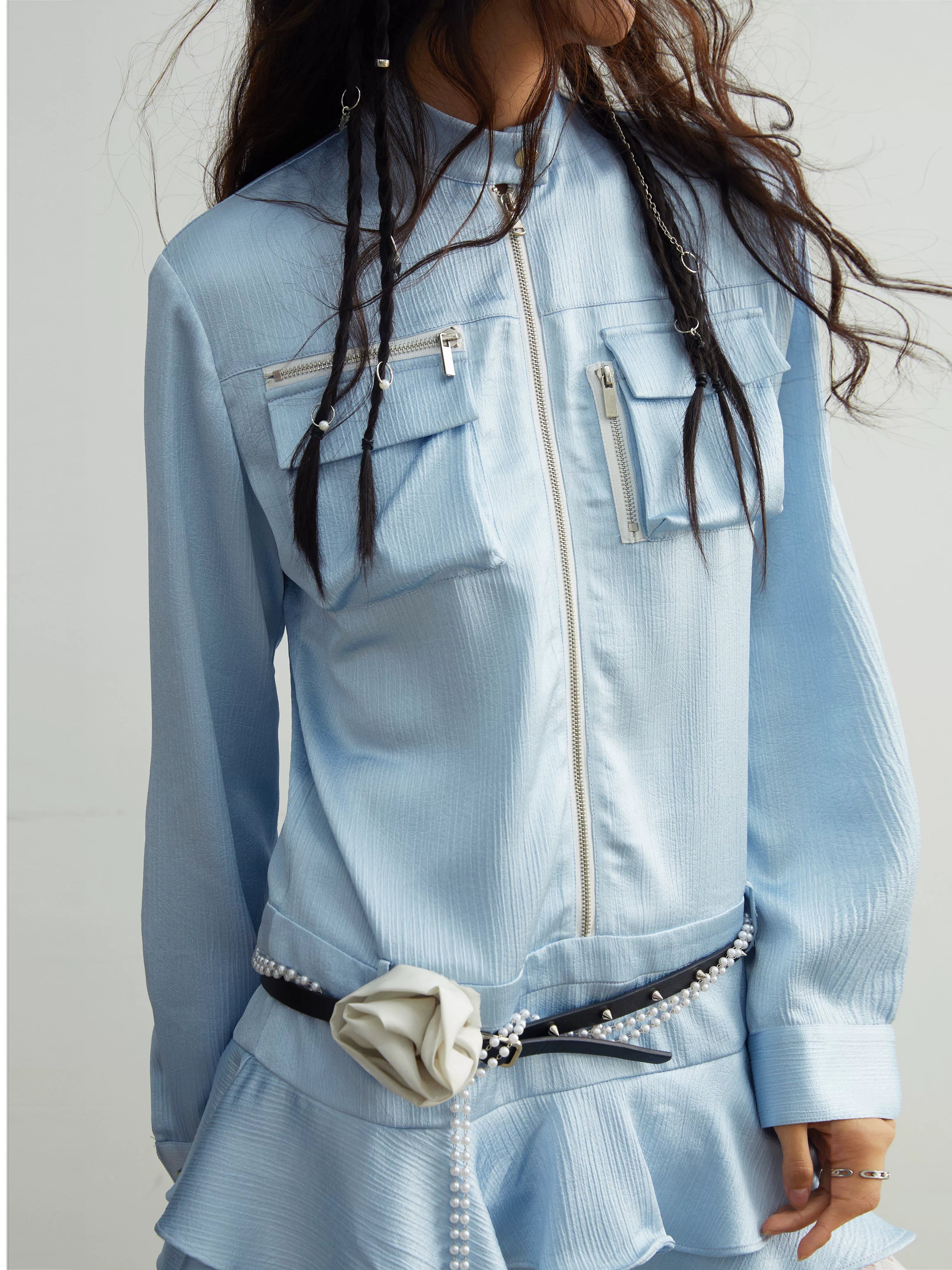 Skyline Zip Ruffle Mini Dress