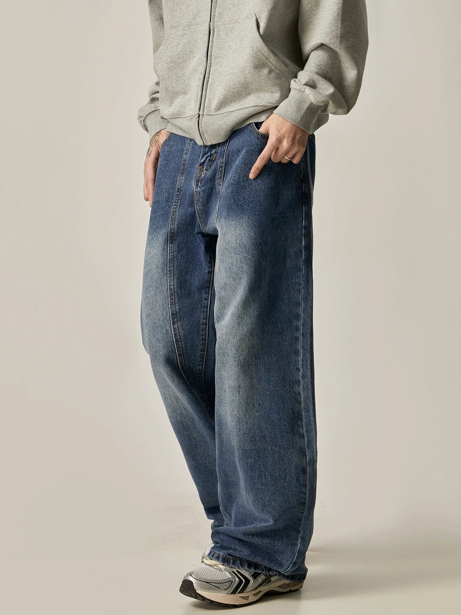 Ombre Fade Wide-Leg Vintage Denim Jeans