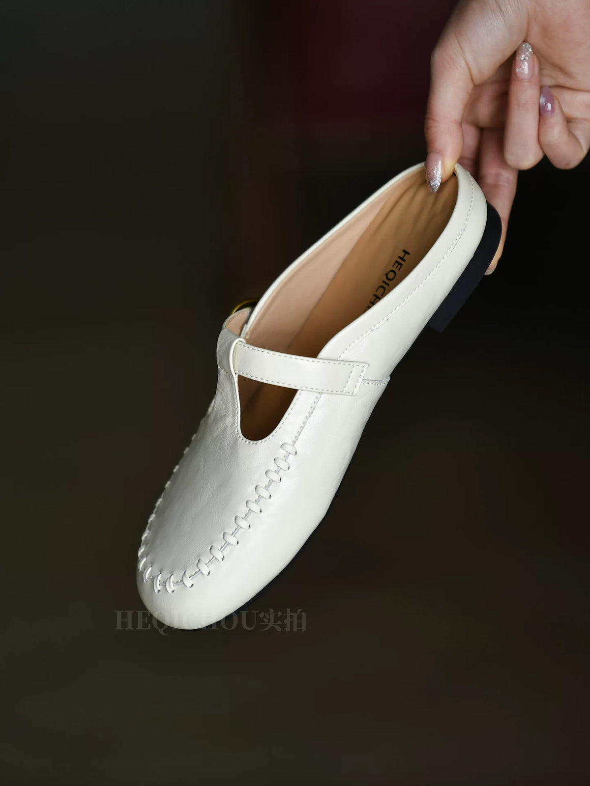 Aveline Whipstitch T-Strap Mary Jane Flats