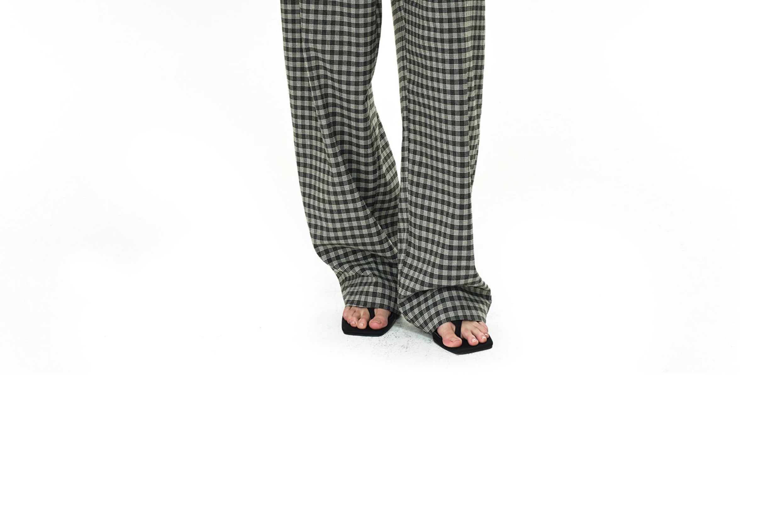 Grey and Black Checkered Loose Casual Pants