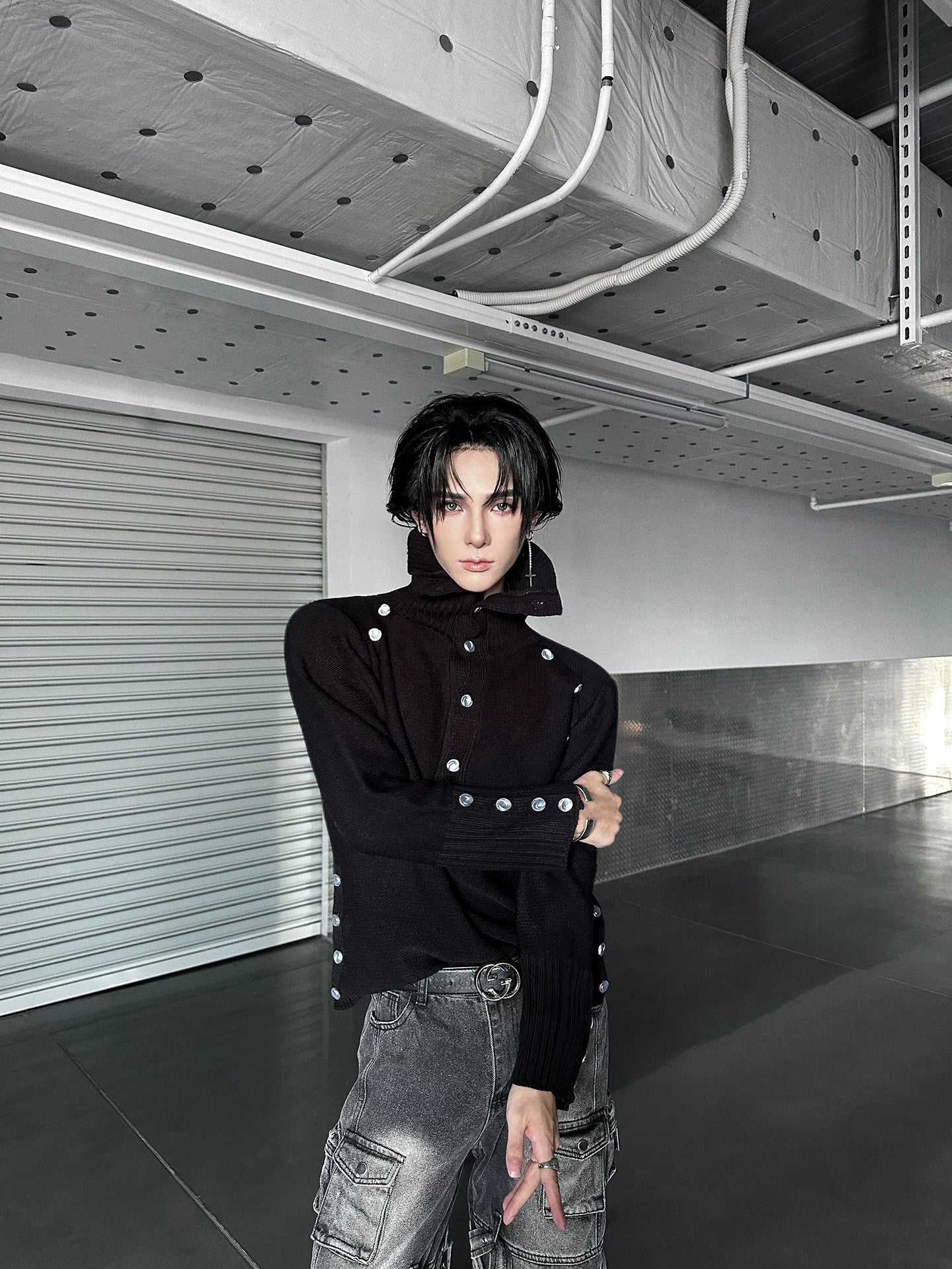 Oblivion Spire Snap-Rail Turtleneck Sweater