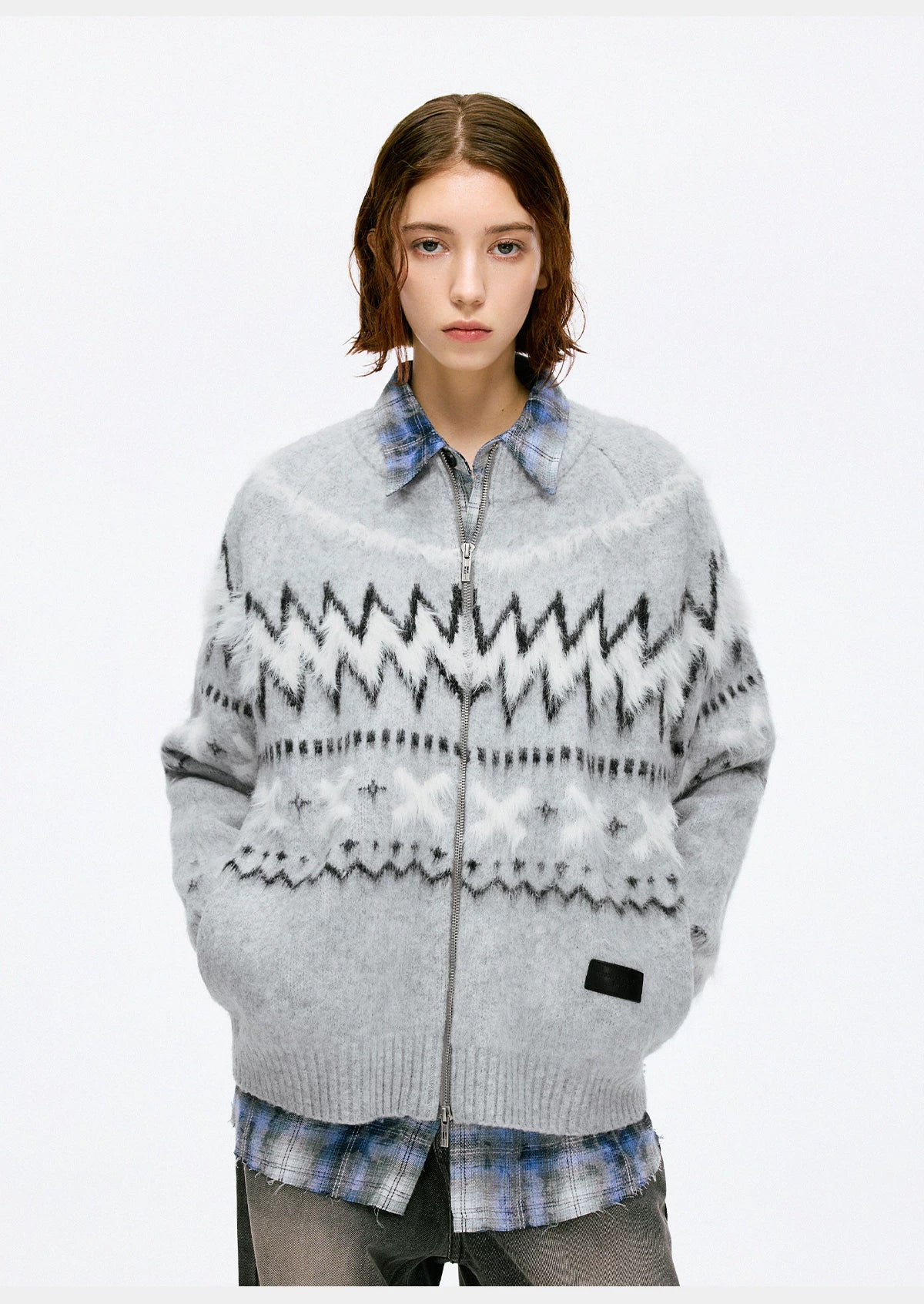 Nordic Frost Zip Knit Cardigan