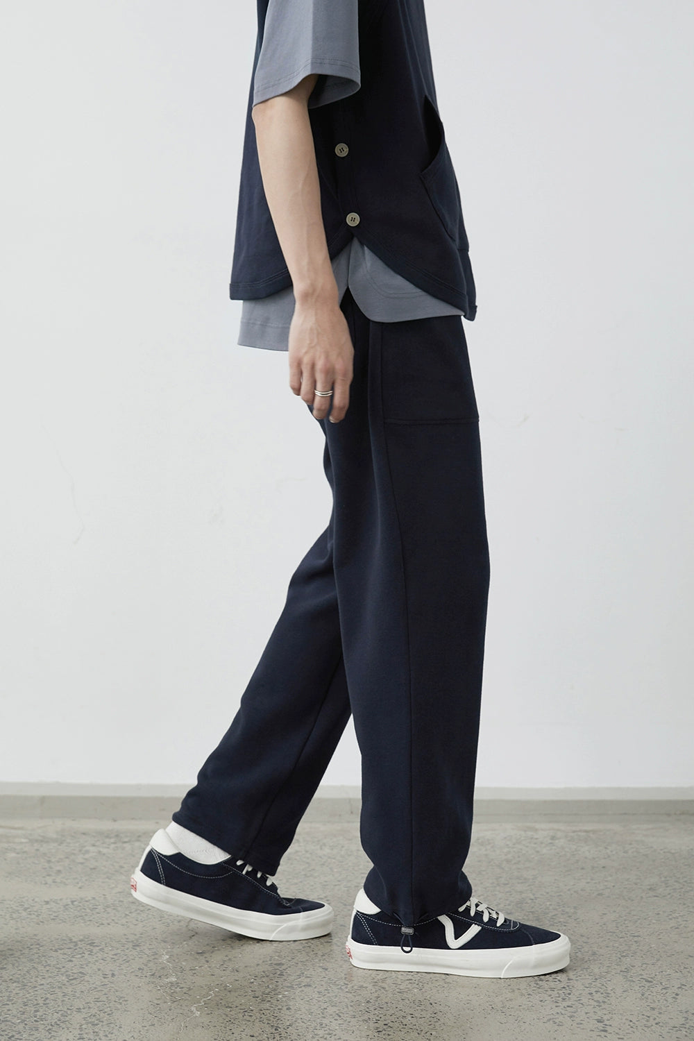 Drawstring Wide-Leg Athletic Pants