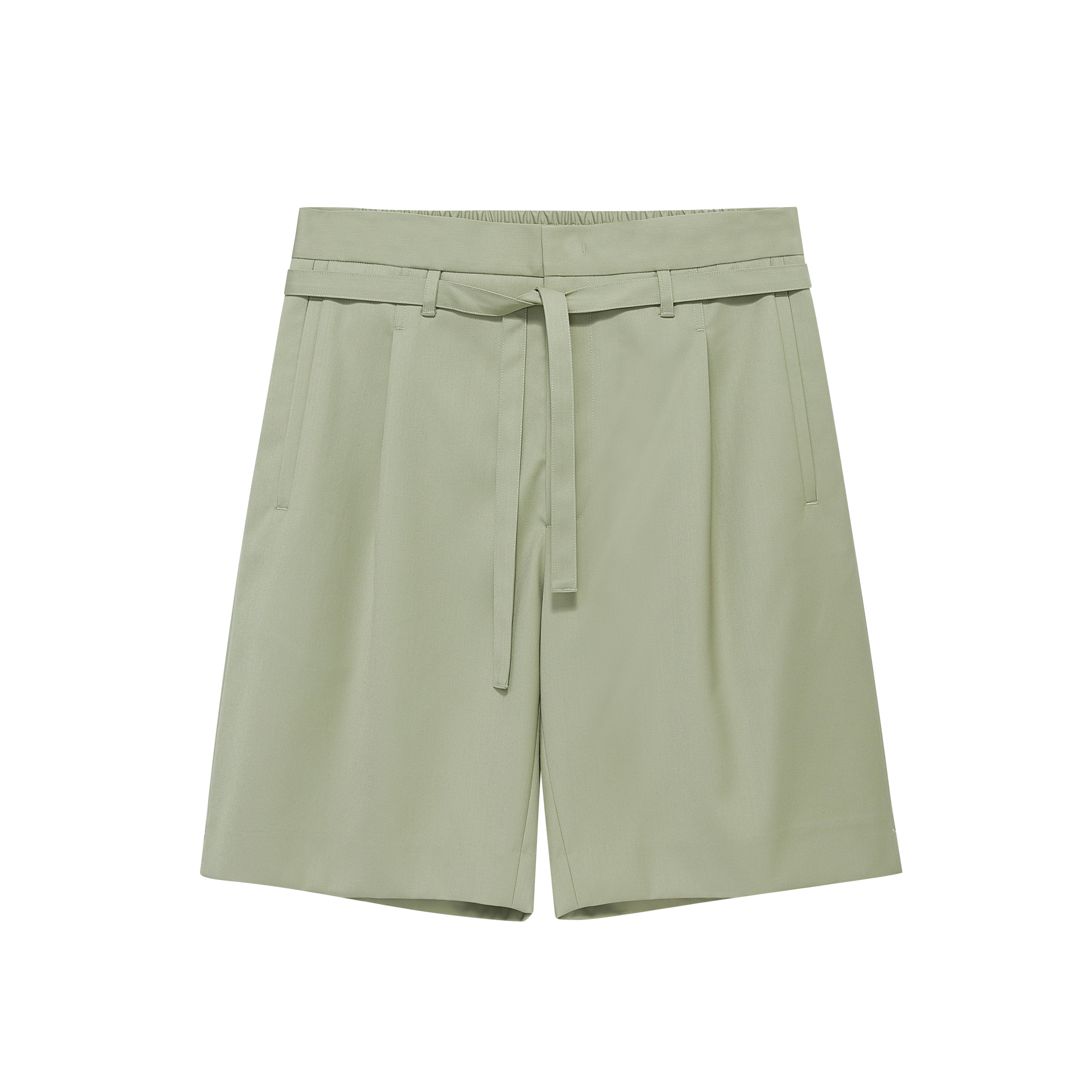 Drawstring Single-Pleat Shorts