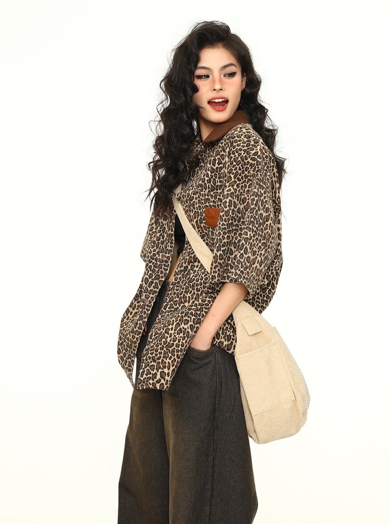 Leopard Print Oversized Work Shirt