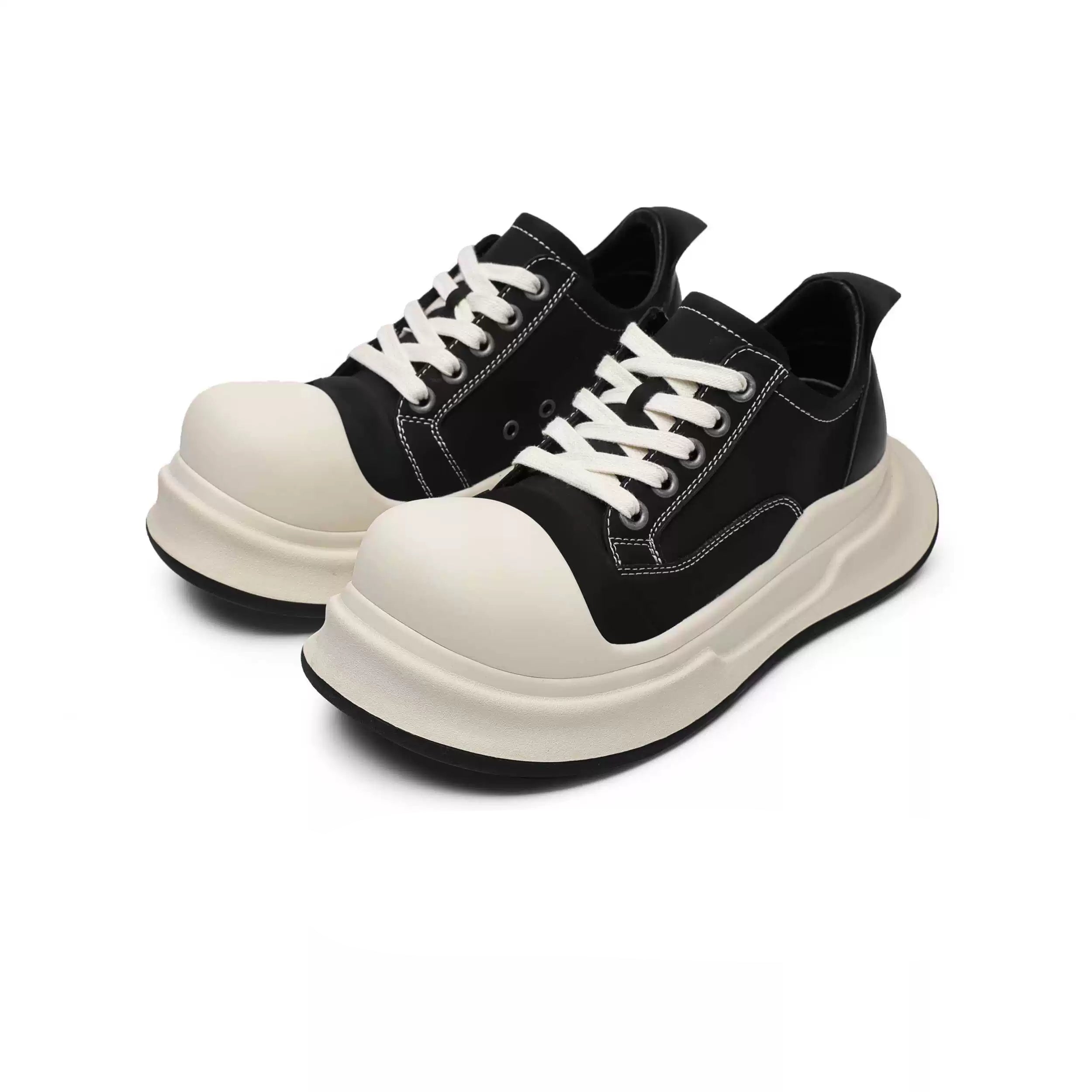 Black Big-Head Round Toe Platform Sneakers