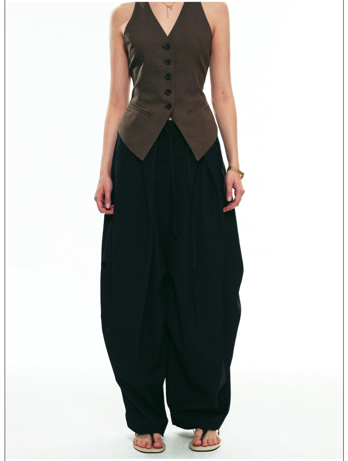 Draped Pleat Sarouel Trousers