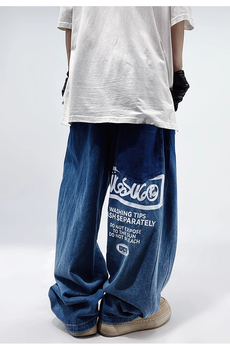 UUCSCC Laundry Tag Oversized Denim Jeans