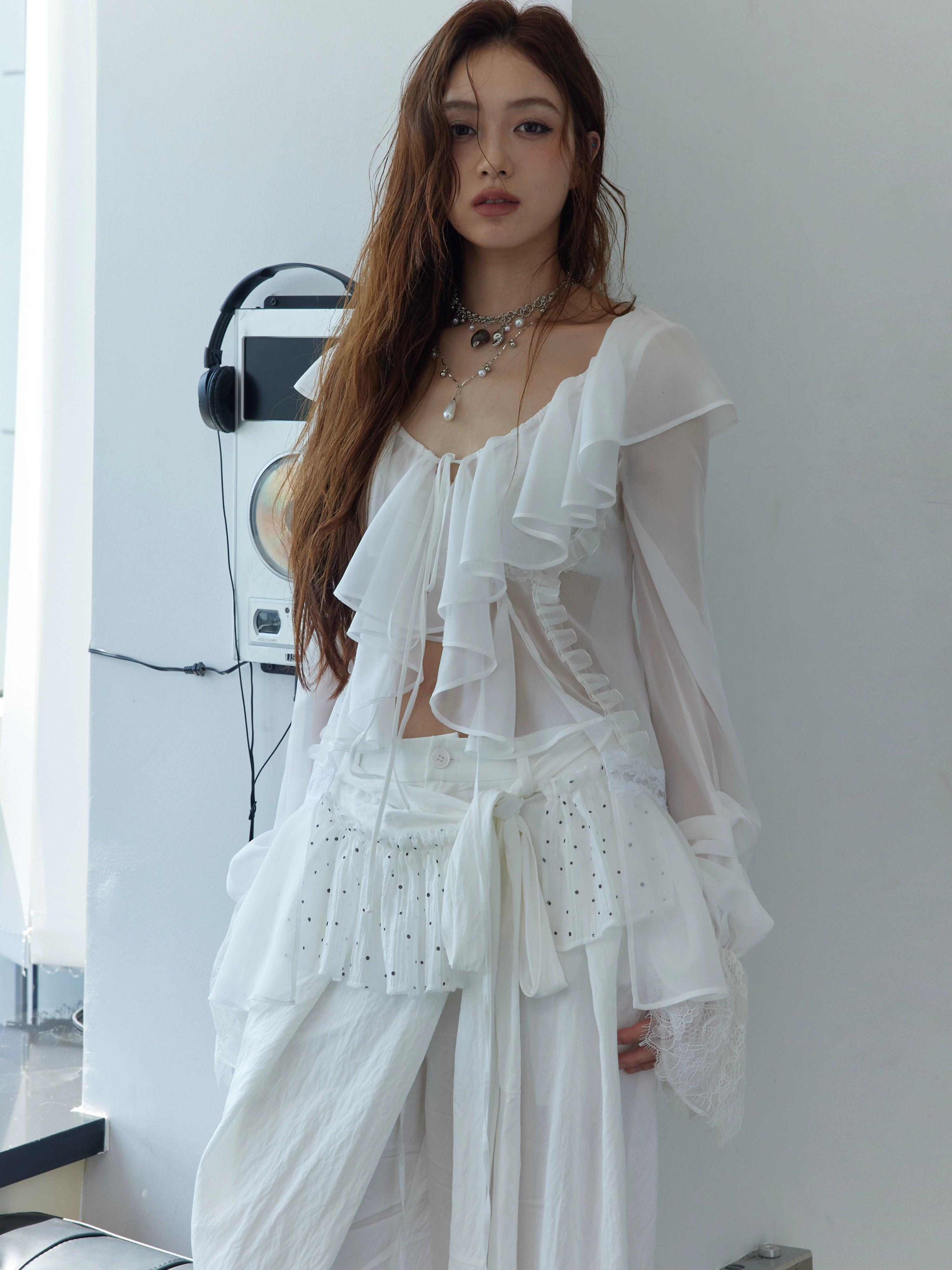 Ruffled White Off-Shoulder Romantic Blouse