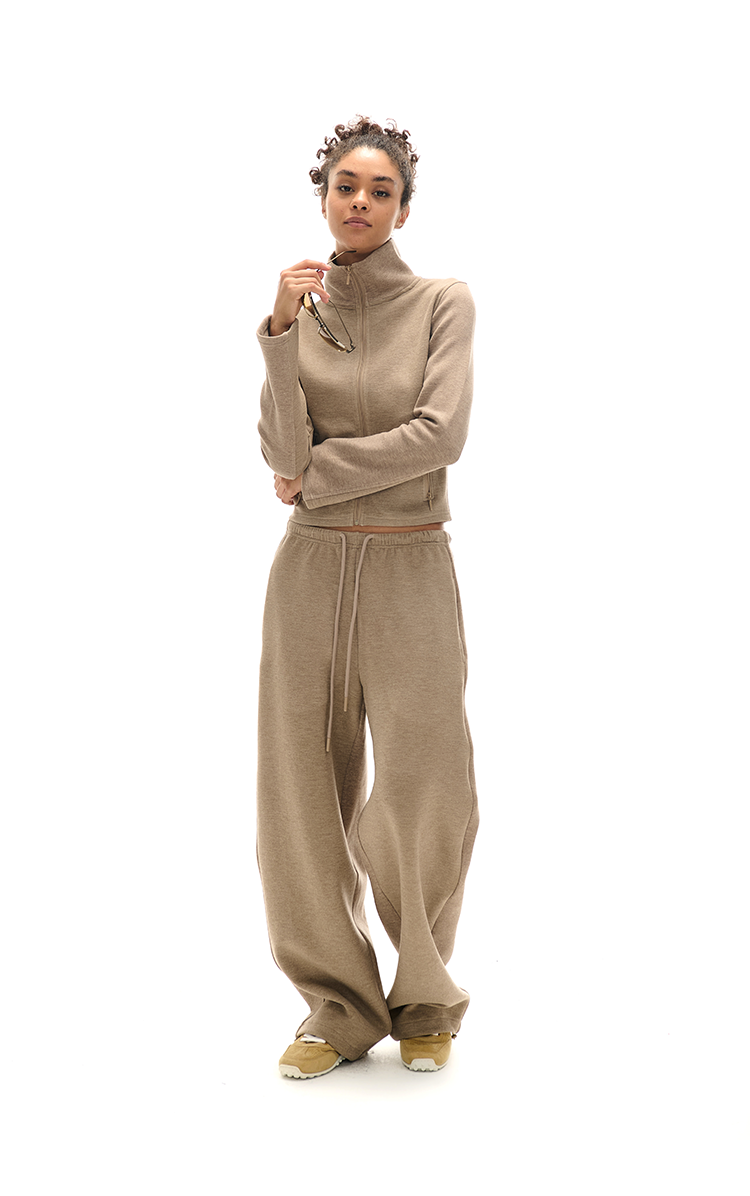 High Collar Zipper Sweatshirt And Sweatpants Set