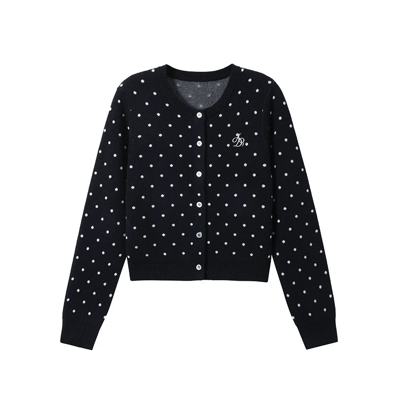 Charming Polka Dot Cropped Cardigan