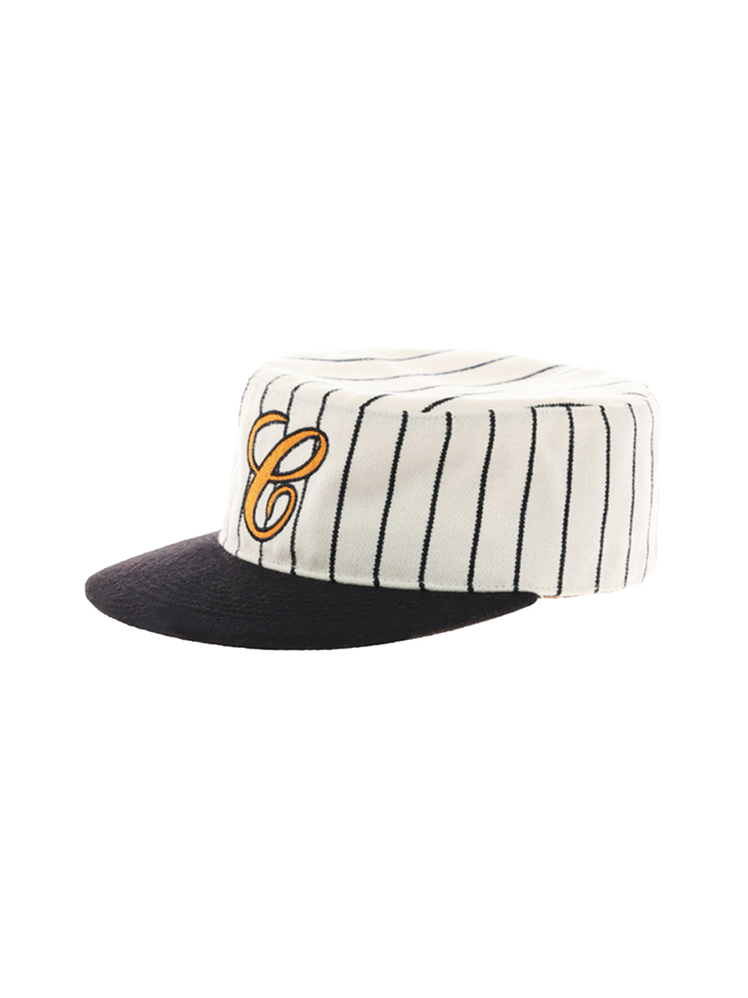 Pinstripe Wool-Blend C-Embroidered Cap - Orange Embroidery - Product angle - view 1