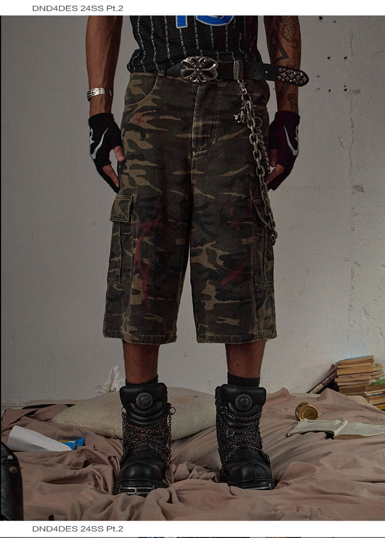 Tactical Washed Camouflage Shorts