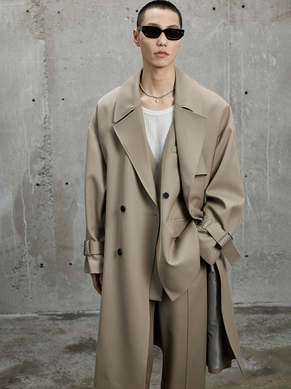 Twill Classic Lapel Long Trench Coat