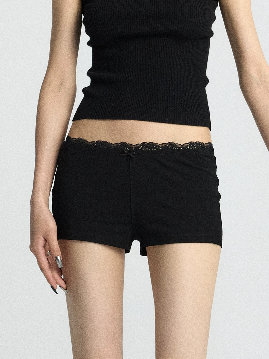 Lace-Trim Soft Micro Shorts