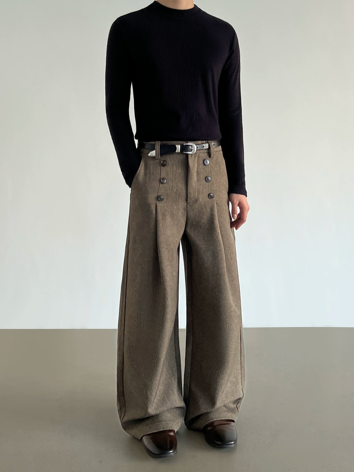 Harbor Brigade Button-Front Wide Trousers
