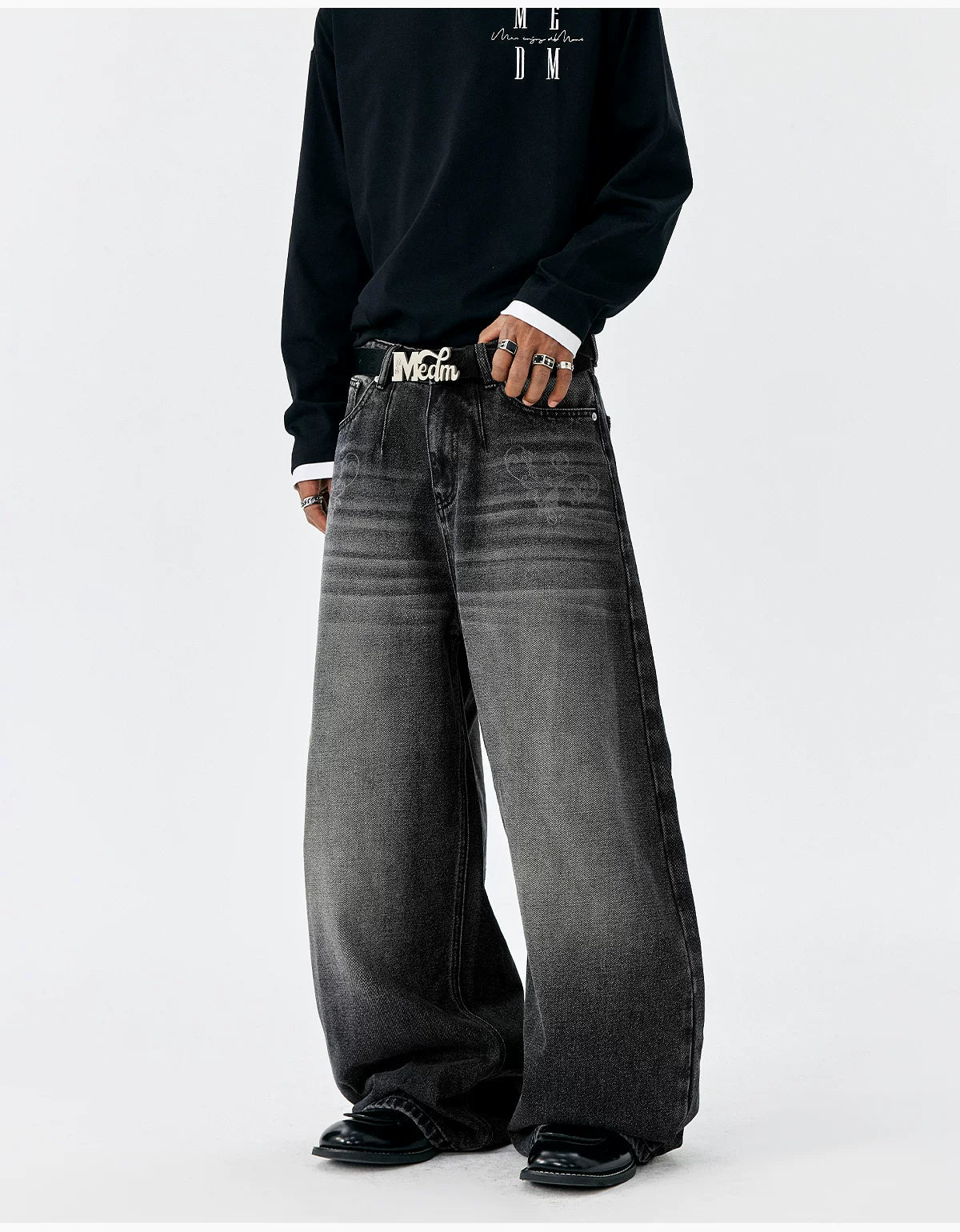 Shadowfade Wide-Leg Denim Jeans