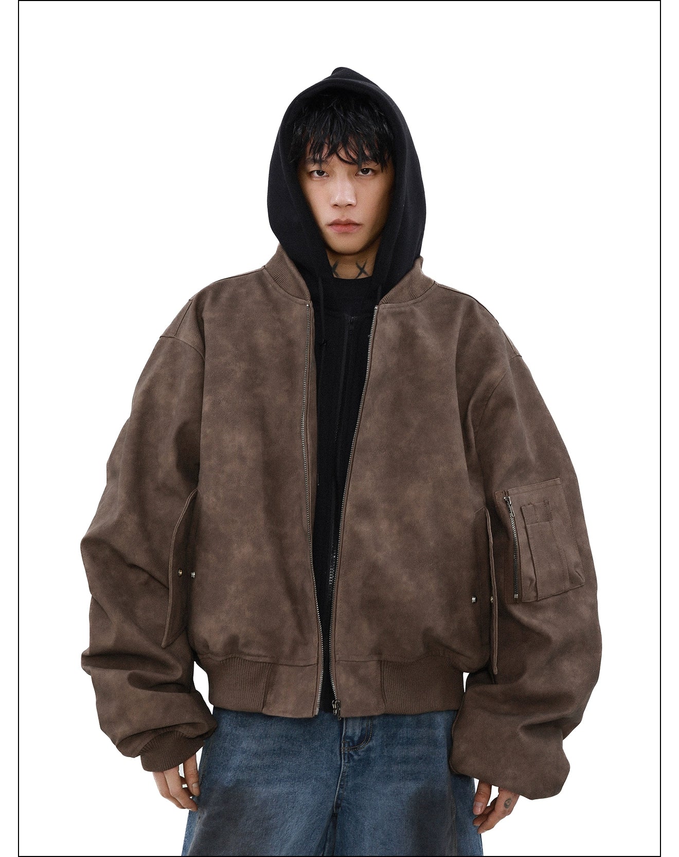 Umber Drift Oversized Moto Jacket