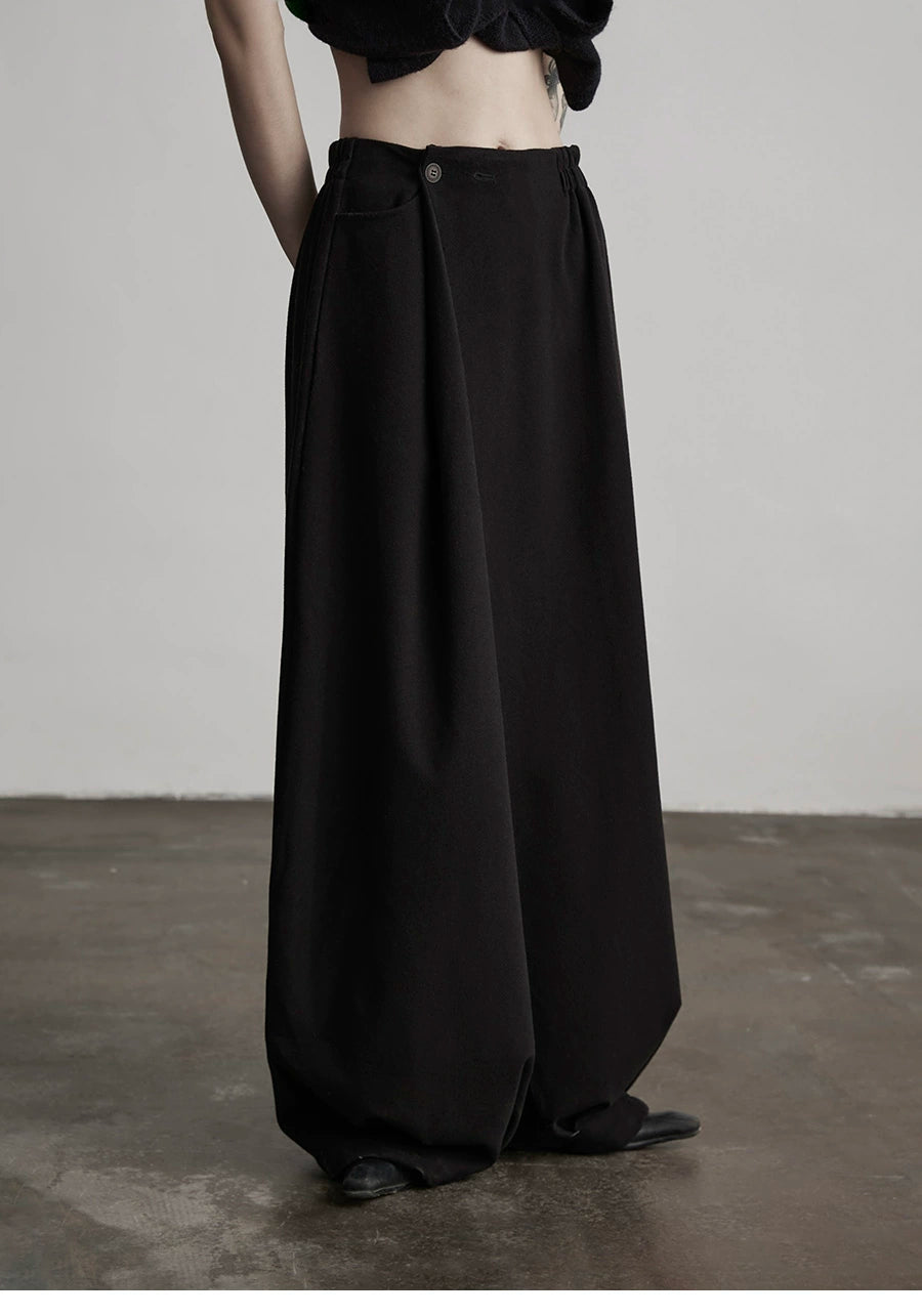 Black Wide-Leg Casual Dress Pants