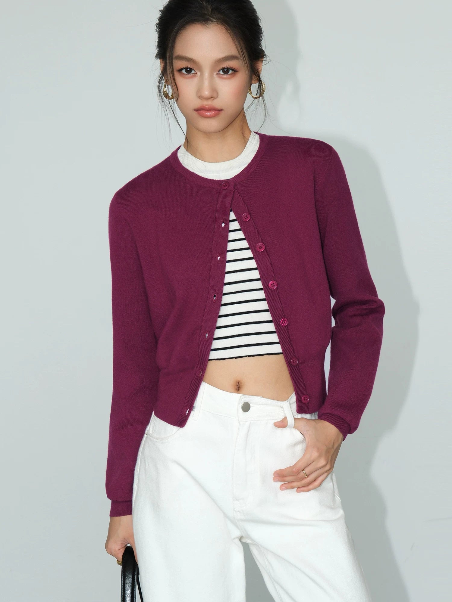 Classic Crew Neck Knit Cardigan